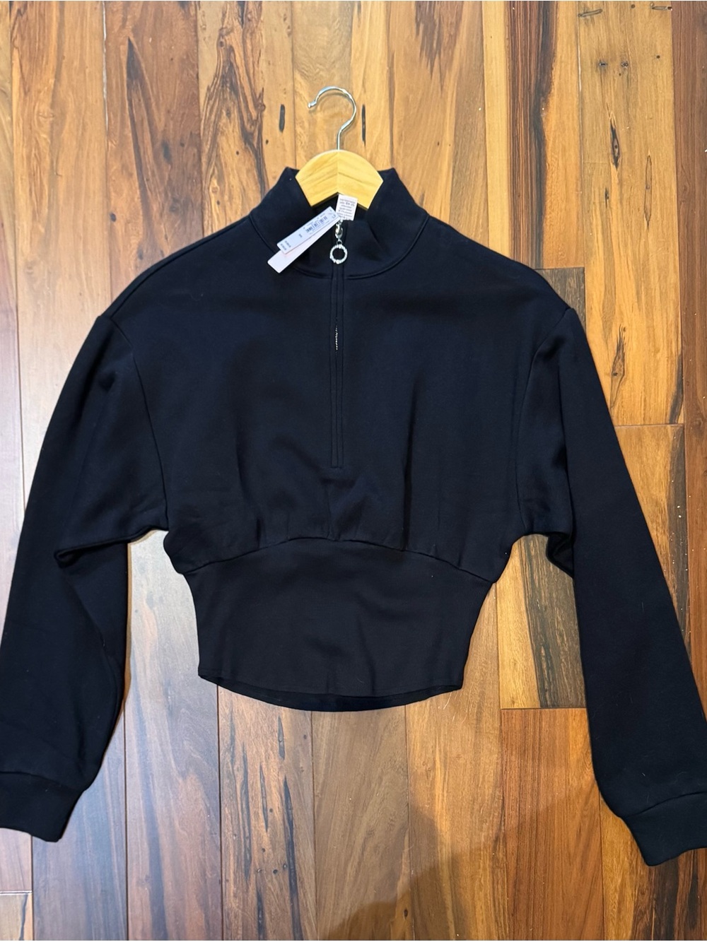 Victoria's Secret Black Cropped Half-Zip Sweatshirt